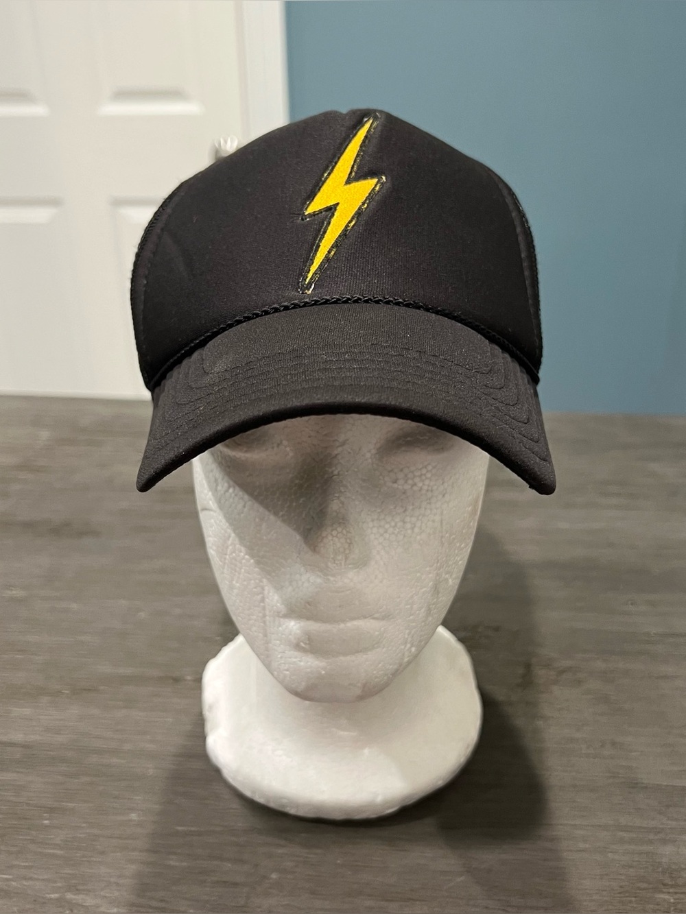 Aviator Nation Lightning Bolt Logo Mesh Trucker Hat Black One Size Snap Back